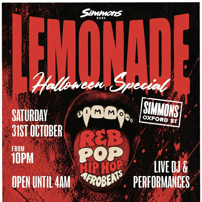 LEMONADE HALLOWEEN SPECIAL: POP, RNB, HIP HOP, OLD SCHOOL CLASSICS, AFROBEATS & DANCEHALL