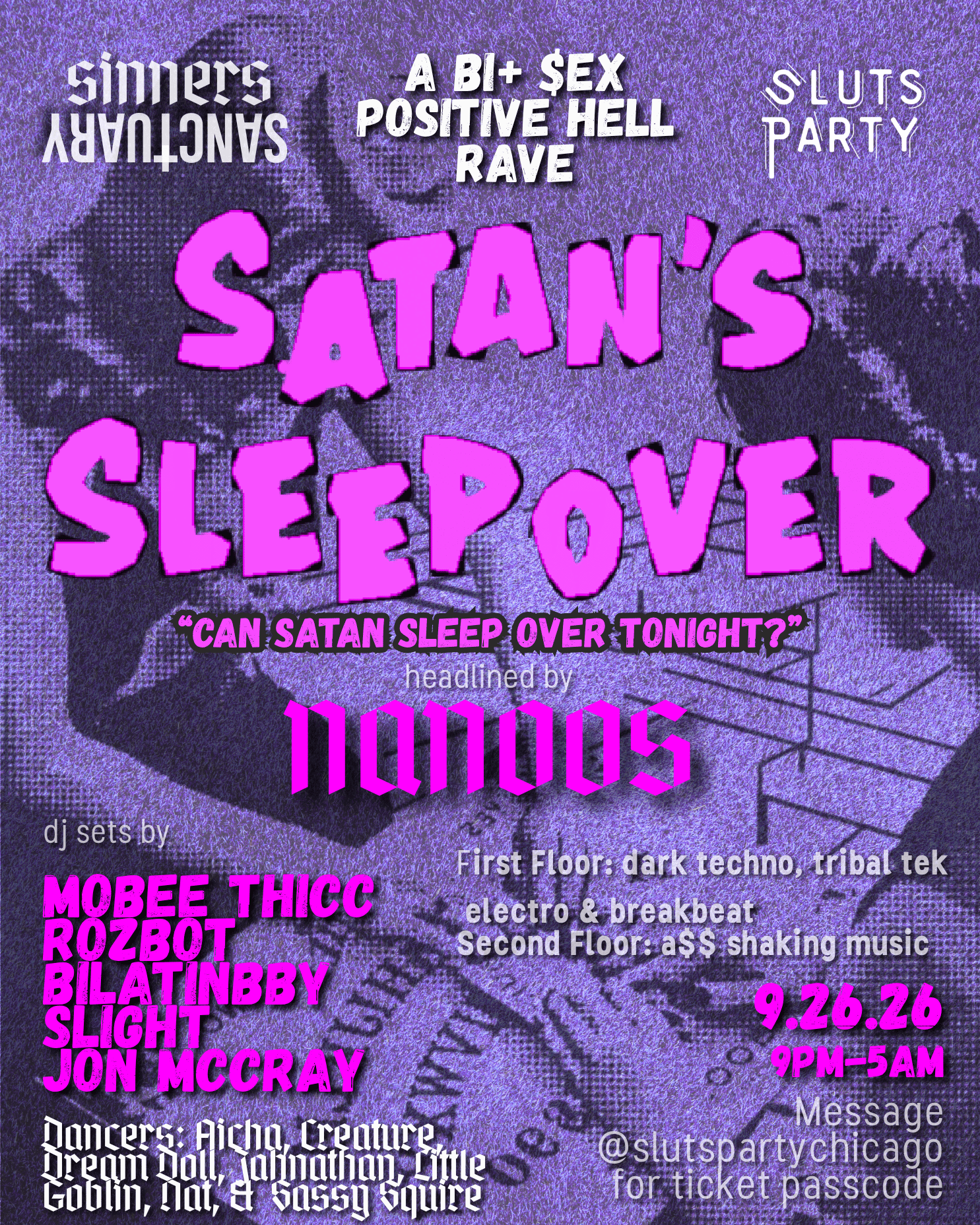 Sinners Sanctuary: $atan's Slutty Sleepover (a bi/pansexual hell rave)