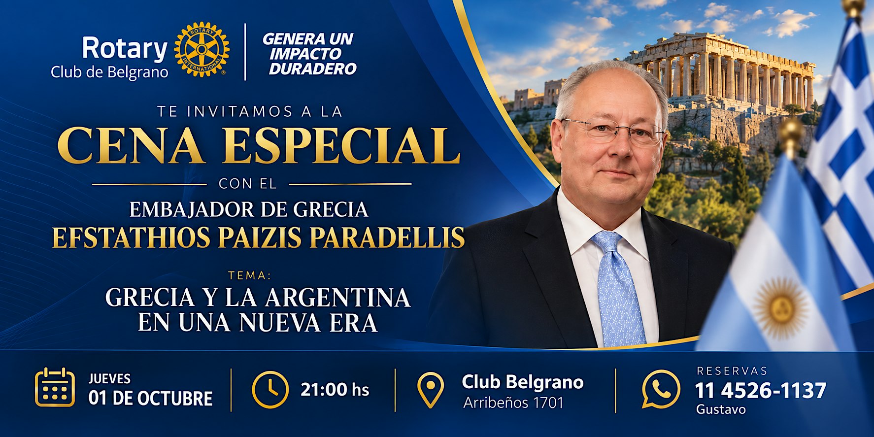 Cena Especial con el Embajador de Grecia, Efstathios Paizis Paradellis