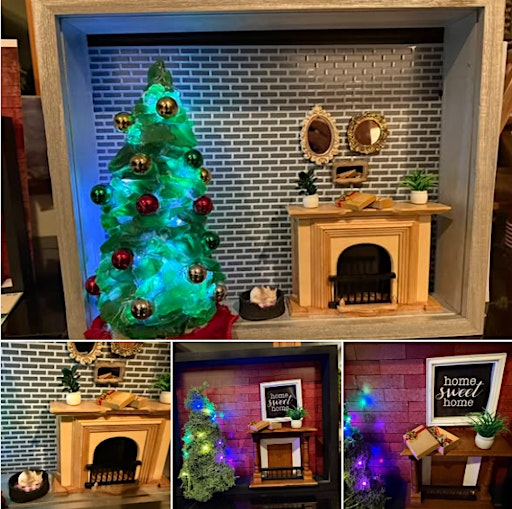 Garden City Christmas Windows with Fireplace