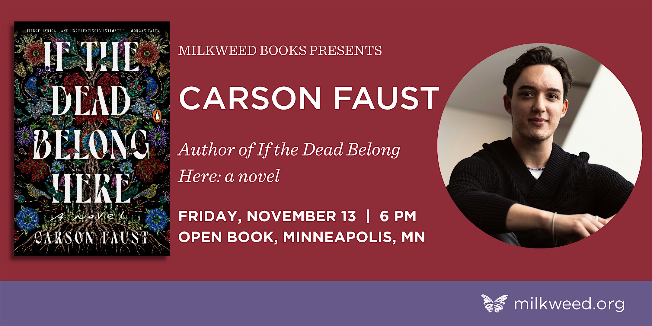 Milkweed Books presents Carson Faust