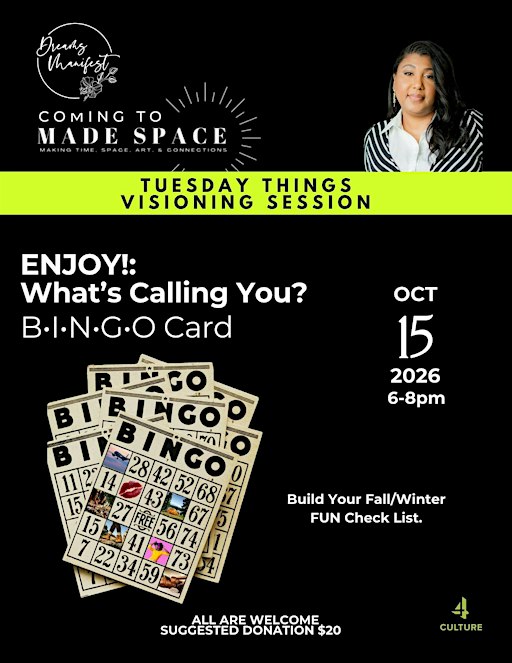 #TuesdayThings WHAT’S CALLING YOU? - B•I•N•G•O CARD!