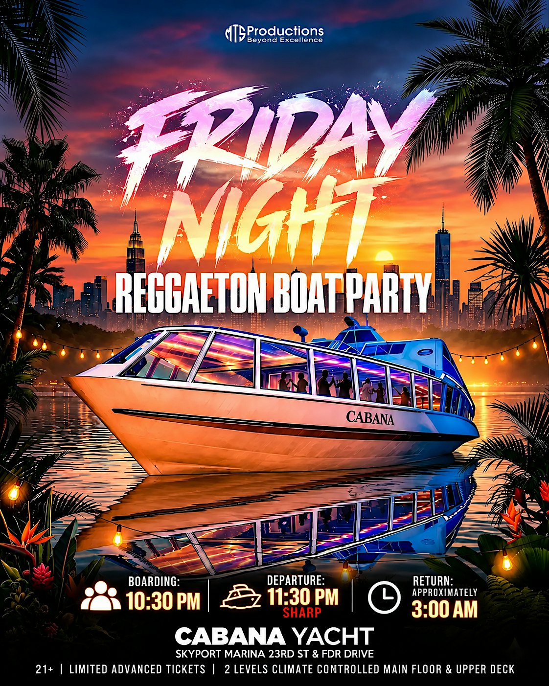 Reggaeton Boat Party | Cabana Yacht at Skyport Marina - NYC Events Guide