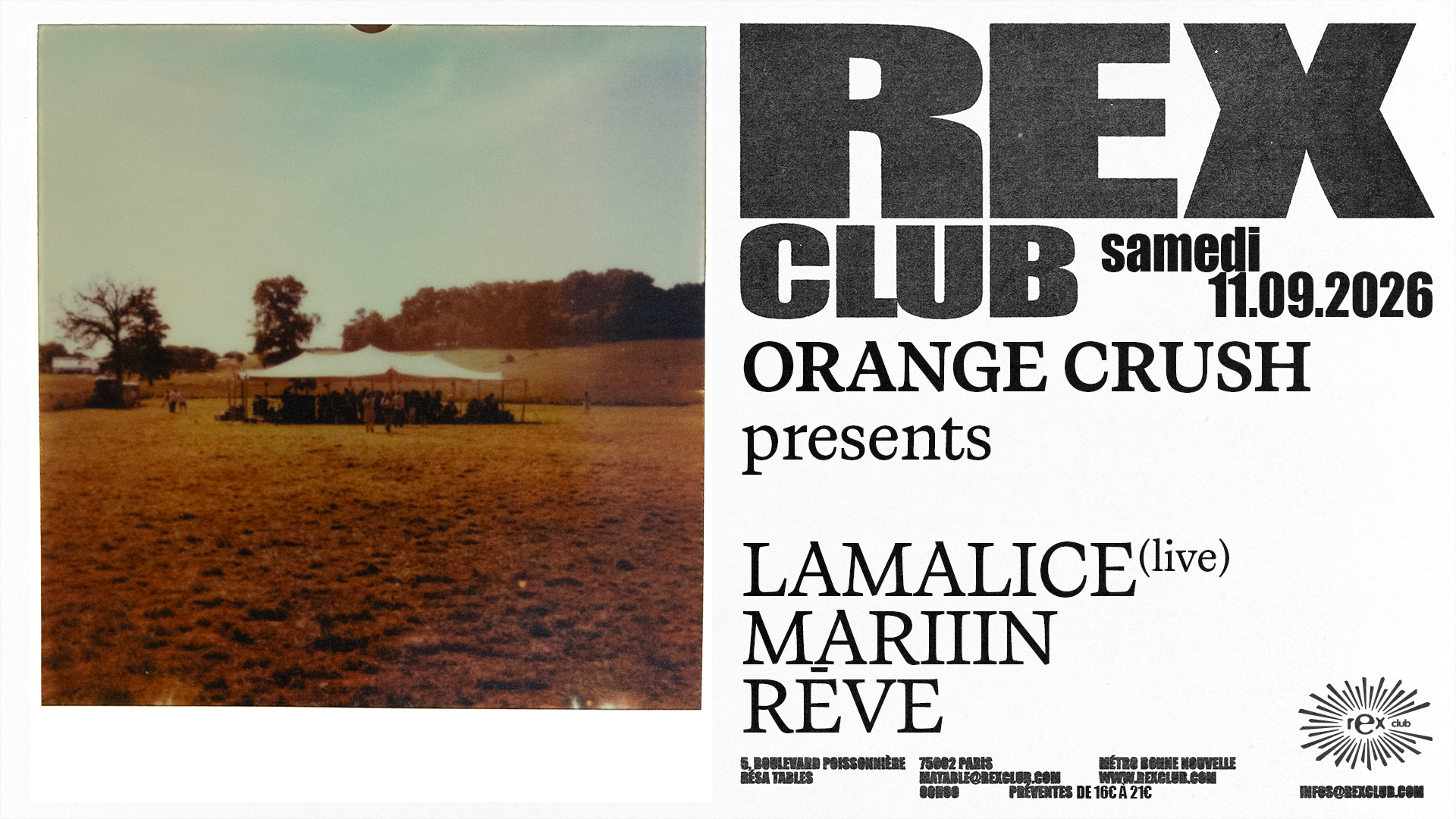 Orange Crush presents: LAMALICE (Live), Mariiin, Rēve
