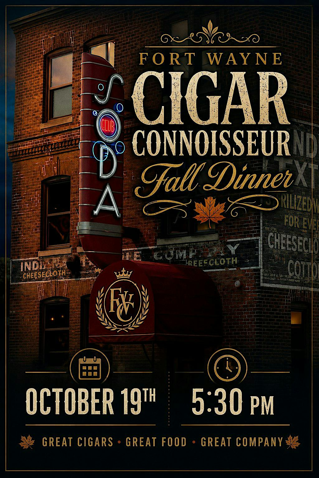 Fort Wayne Cigar Connoisseurs Club Dinner at Club Soda