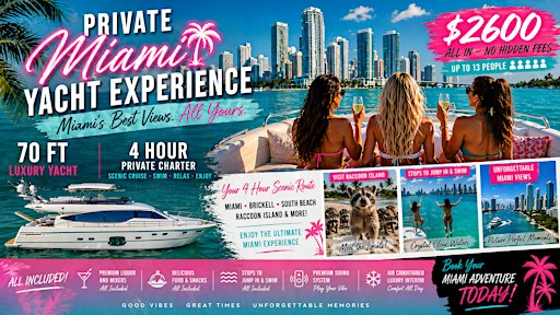 PRIVATE VIP Yacht Experience | 70FT Ferretti | Miami Skyline Cruise