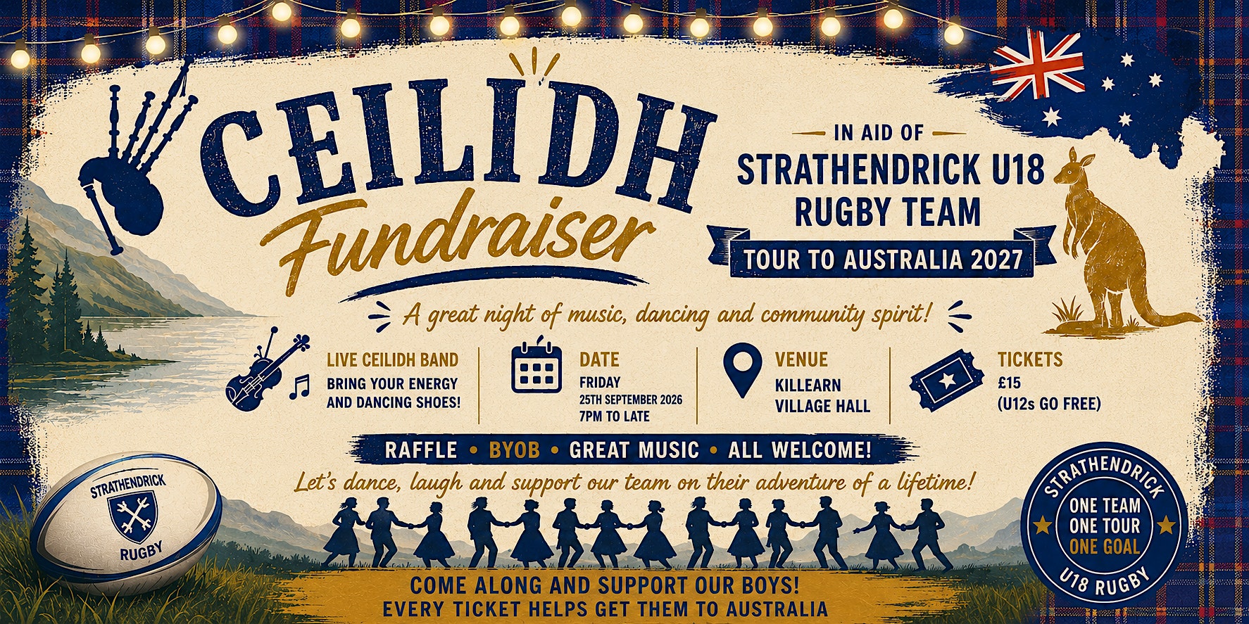 Ceilidh Fundraiser for Strathendrick U18 Boys' Rugby Team Tour to Australia