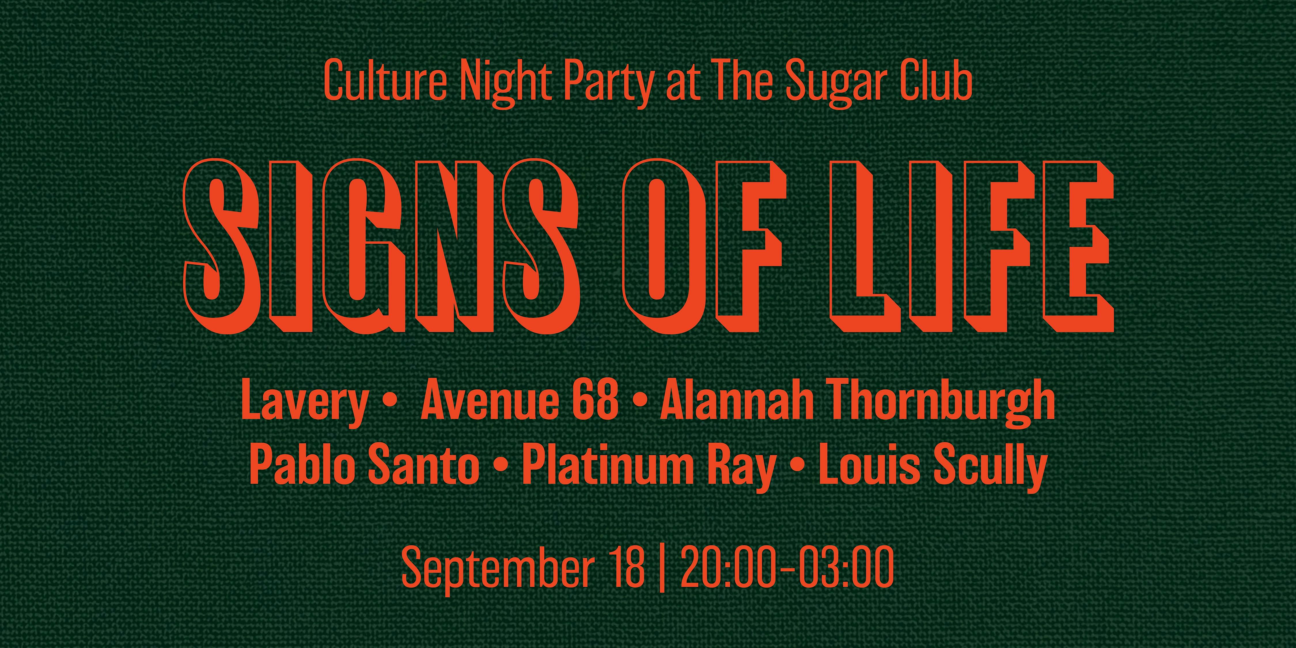 Culture Night Party w/ Lavery, Avenue 68, Alannah Thornburgh, Pablo Santo +