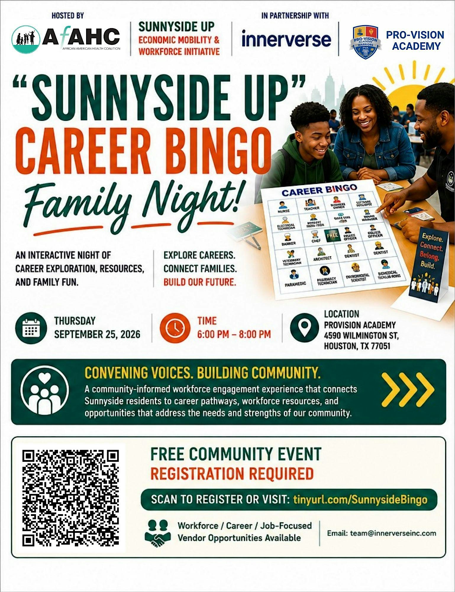 AfAHC Sunnyside Up Presents Sunnyside Career Bingo Family Night!