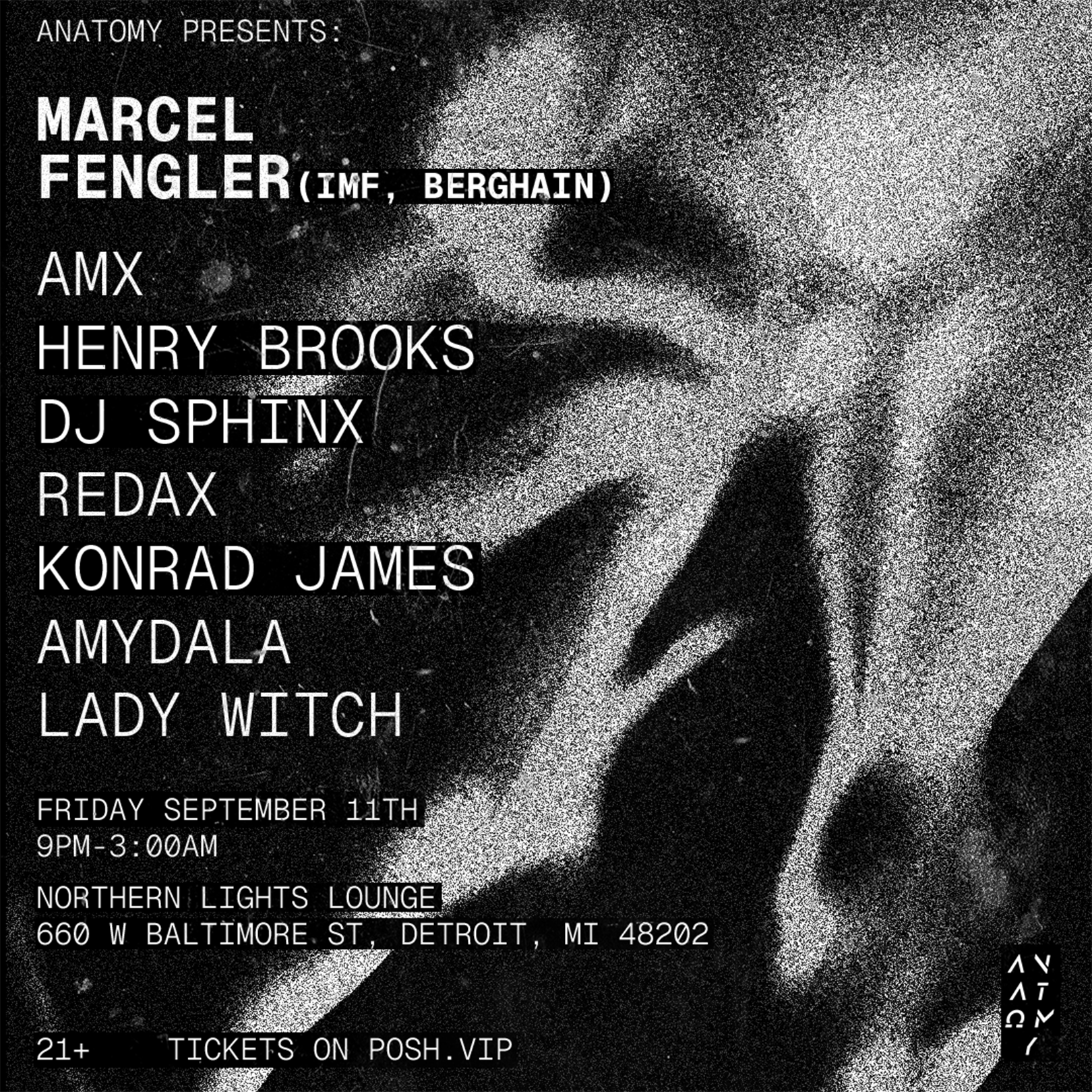 Anatomy presents: Marcel Fengler (IMF, Berghain), AMX, Henry Brooks, DJ Sphinx, Redax & More