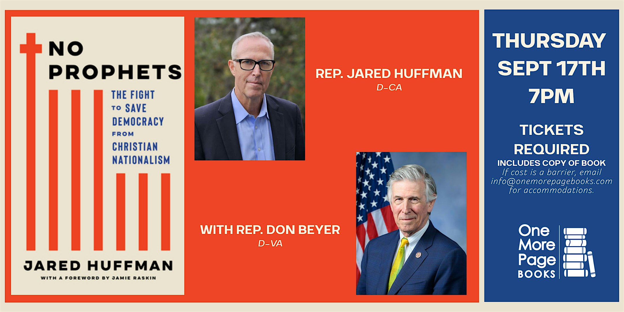 Congressman Jared Huffman in conversation with Rep. Don Beyer - NO PROPHETS