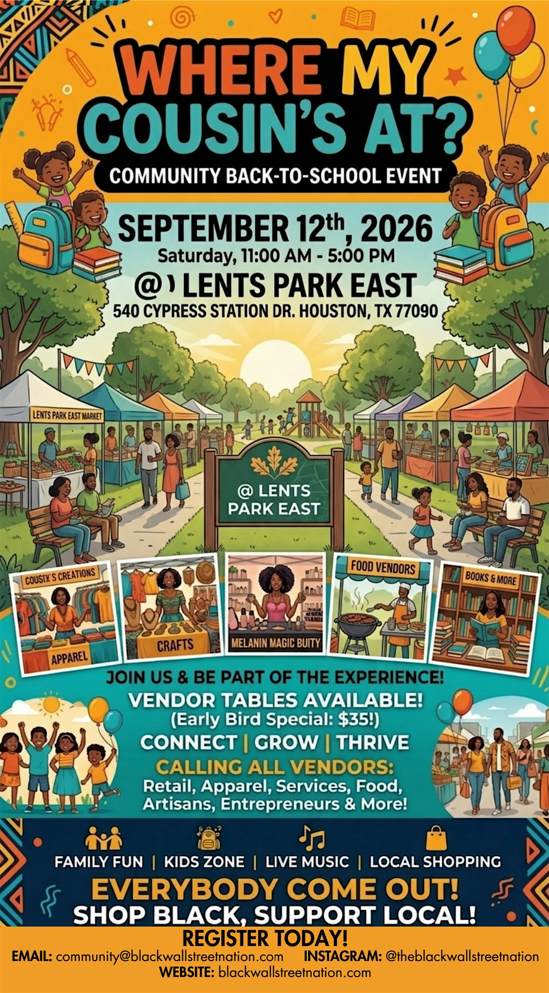 Where My Cousins At?  Community Back-to-School Event - HOU - Vendors