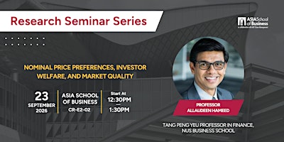 Research Seminar Series: Prof. Allaudeen Hameed