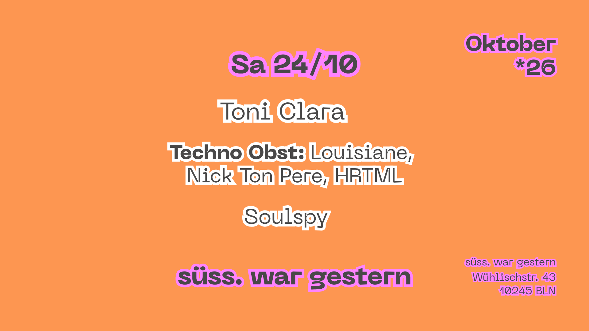 Süss am Samstag - FREE ENTRY UNTIL 10 PM