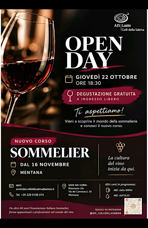 Open Day Corso Sommelier con Degustazione Gratuita – Mentana
