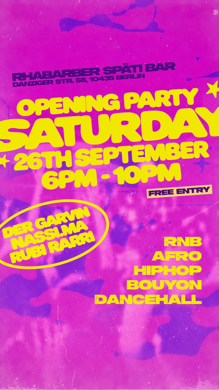 Rhabarber Späti Bar Opening: Afro, R&B, Hip-Hop & Dancehall