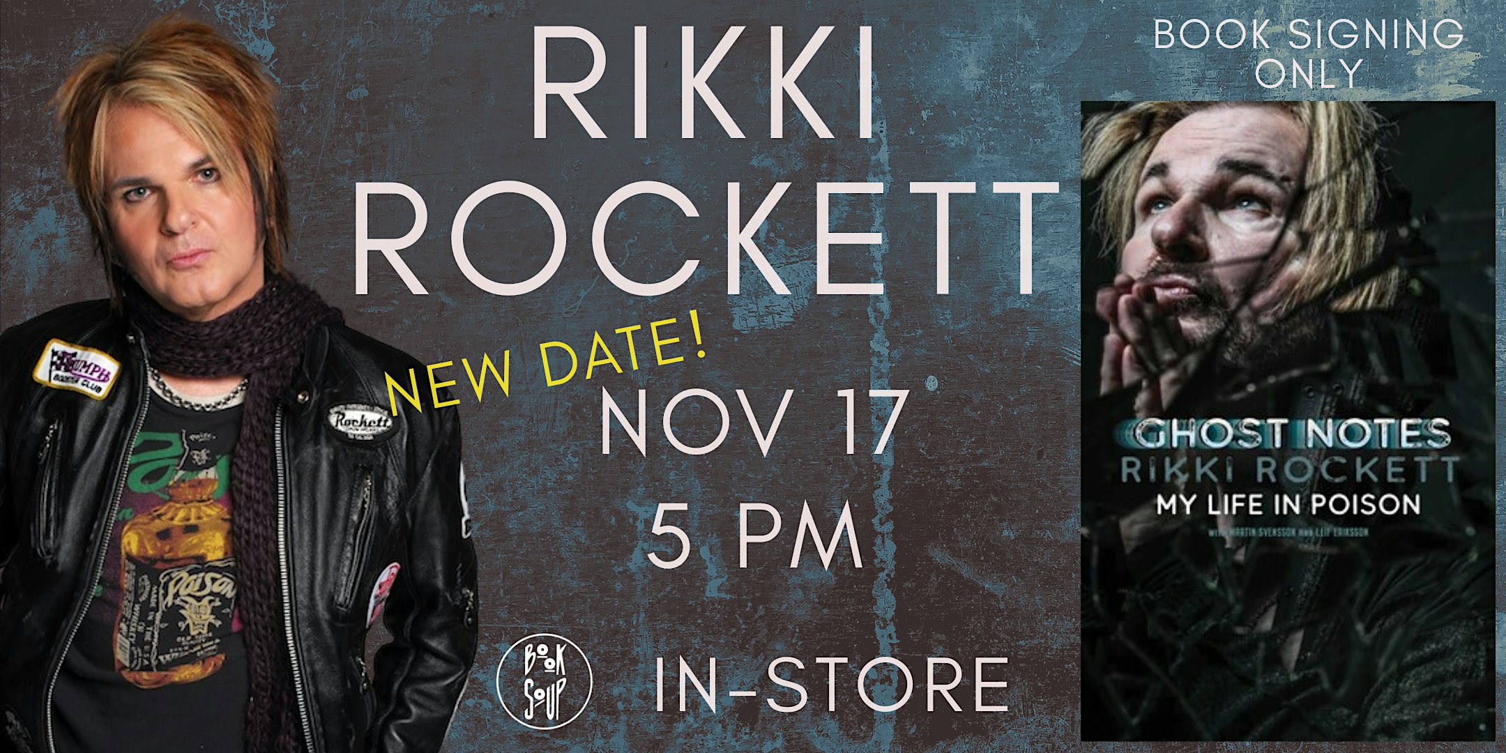 Rikki Rockett signs Ghost Notes: My Life in Poison