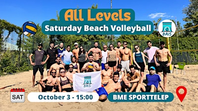 Saturday 3 PM Friendly All-Levels Beach Volleyball at BME - BAIS