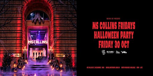Halloween Party Melbourne 2026 | Ms Collins Fridays - 30 October