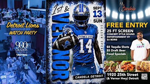 1st & Vernor – Lions Season Opener Watch Party •&nbsp;25 FT Screen