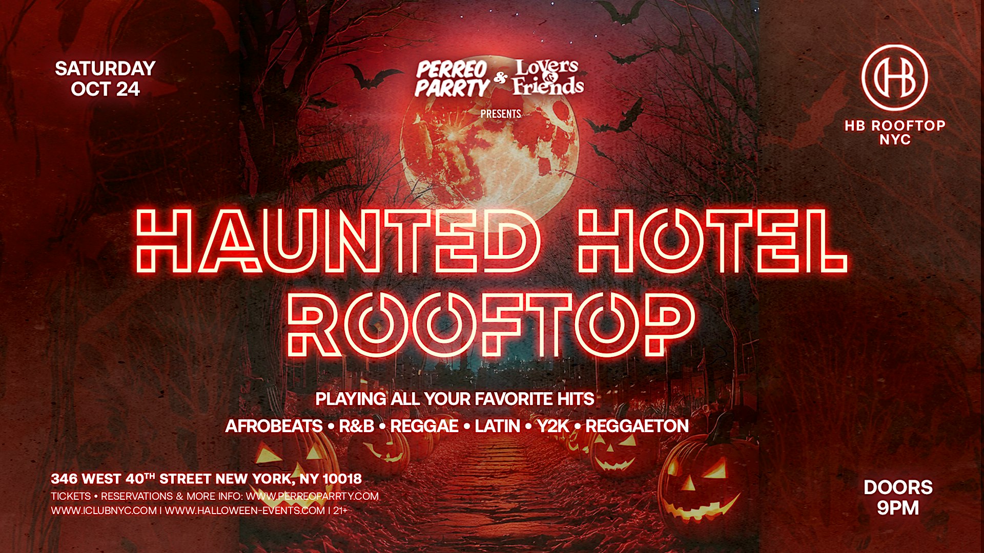 The Haunted Hotel Rooftop - Afrobeats + R&B + Reggae Party Skyline Views