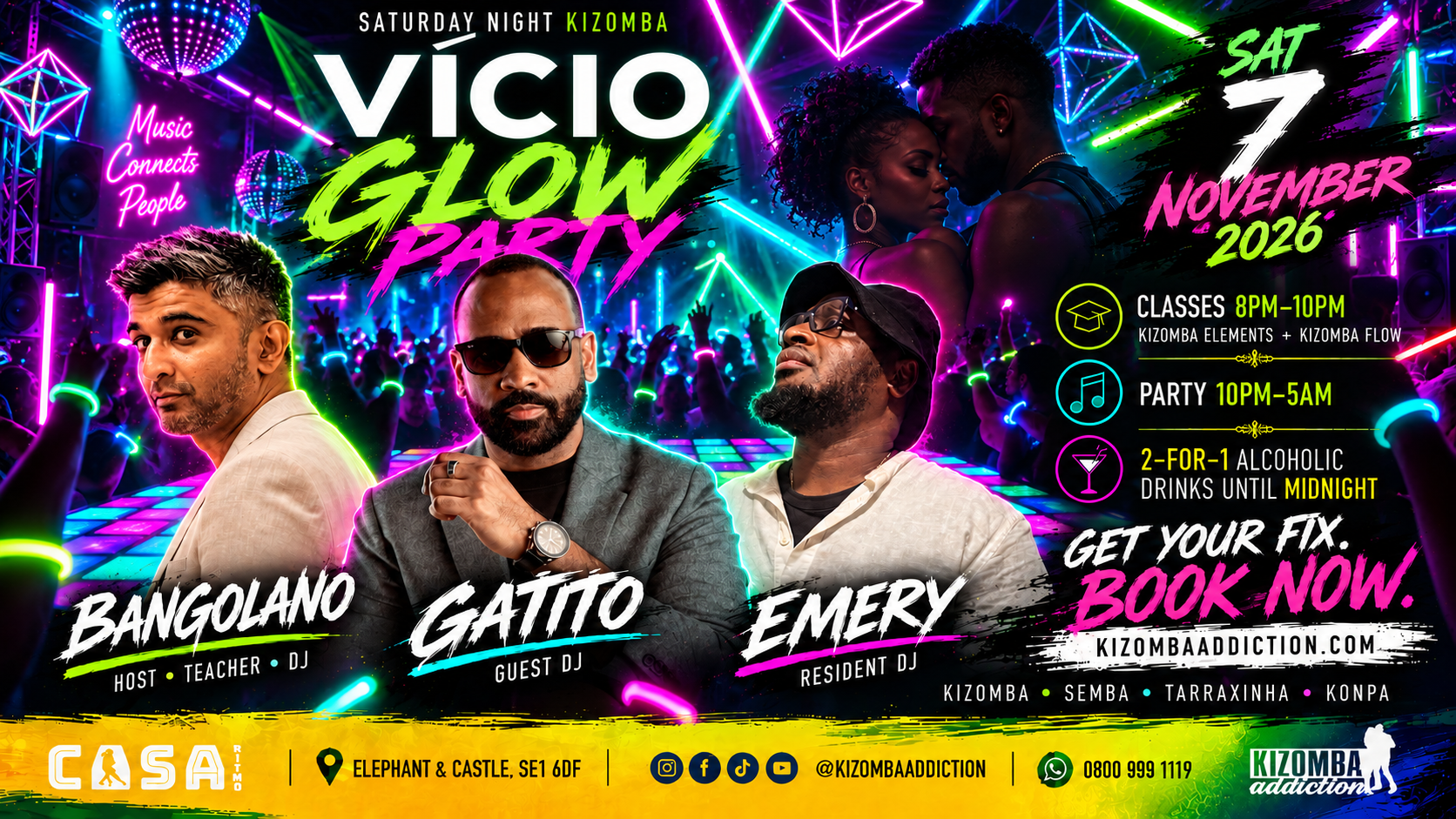 VÍCIO Glow Party: Kizomba Classes & Party Until 5AM
