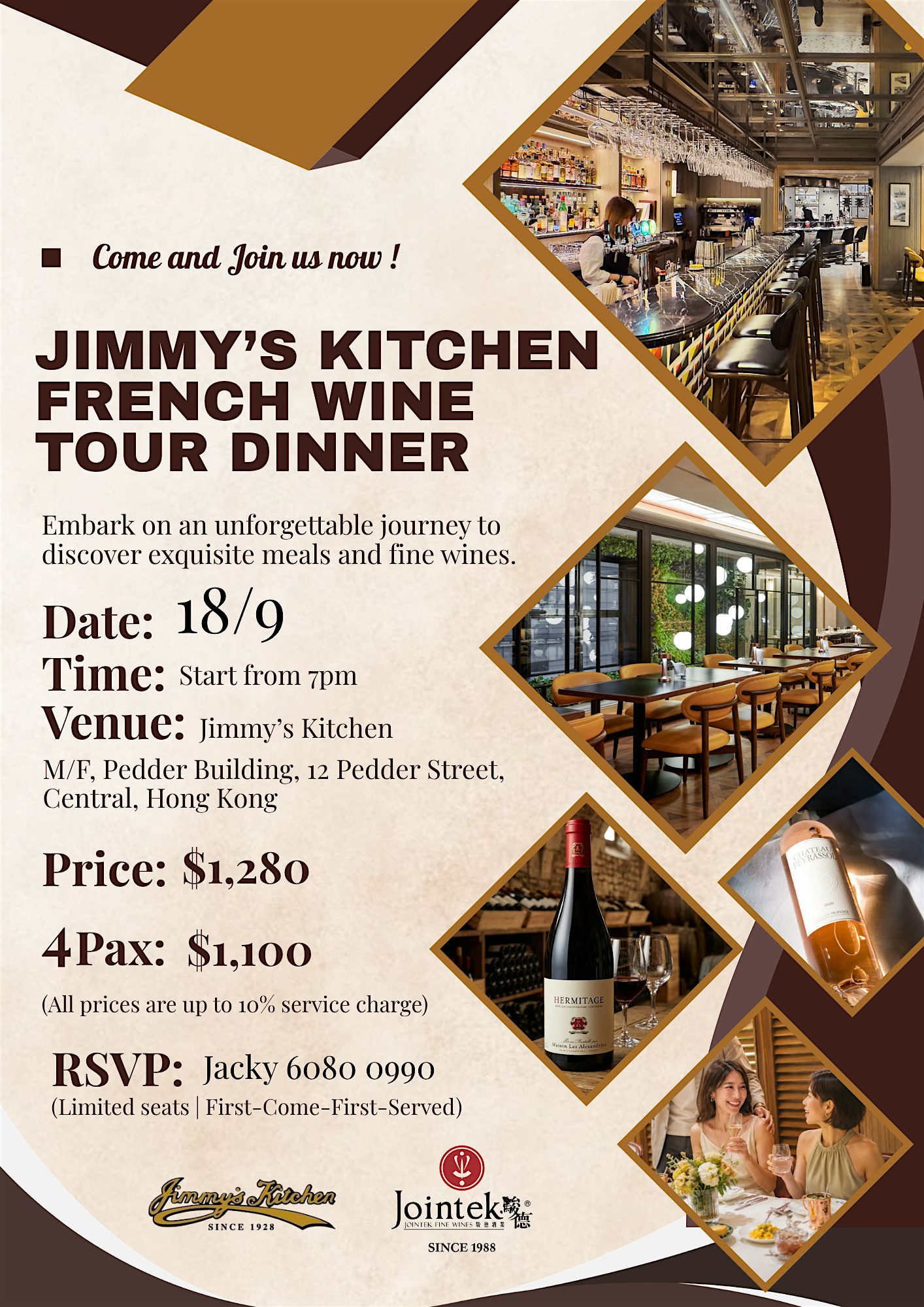 18/9 - Jimmy's Kitchen French Wine Tour Dinner