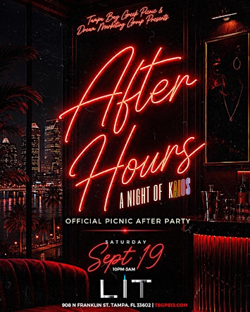 AFTER HOURS -- TAMPA BAY GREEK PICNIC OFFICIAL AFTER PARTY!