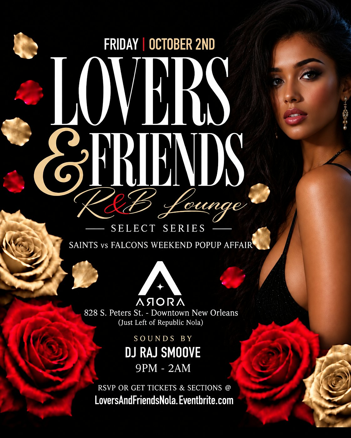 LOVERS AND FRIENDS R&B LOUNGE (SAINTS vs FALCONS WKND) @ ARORA