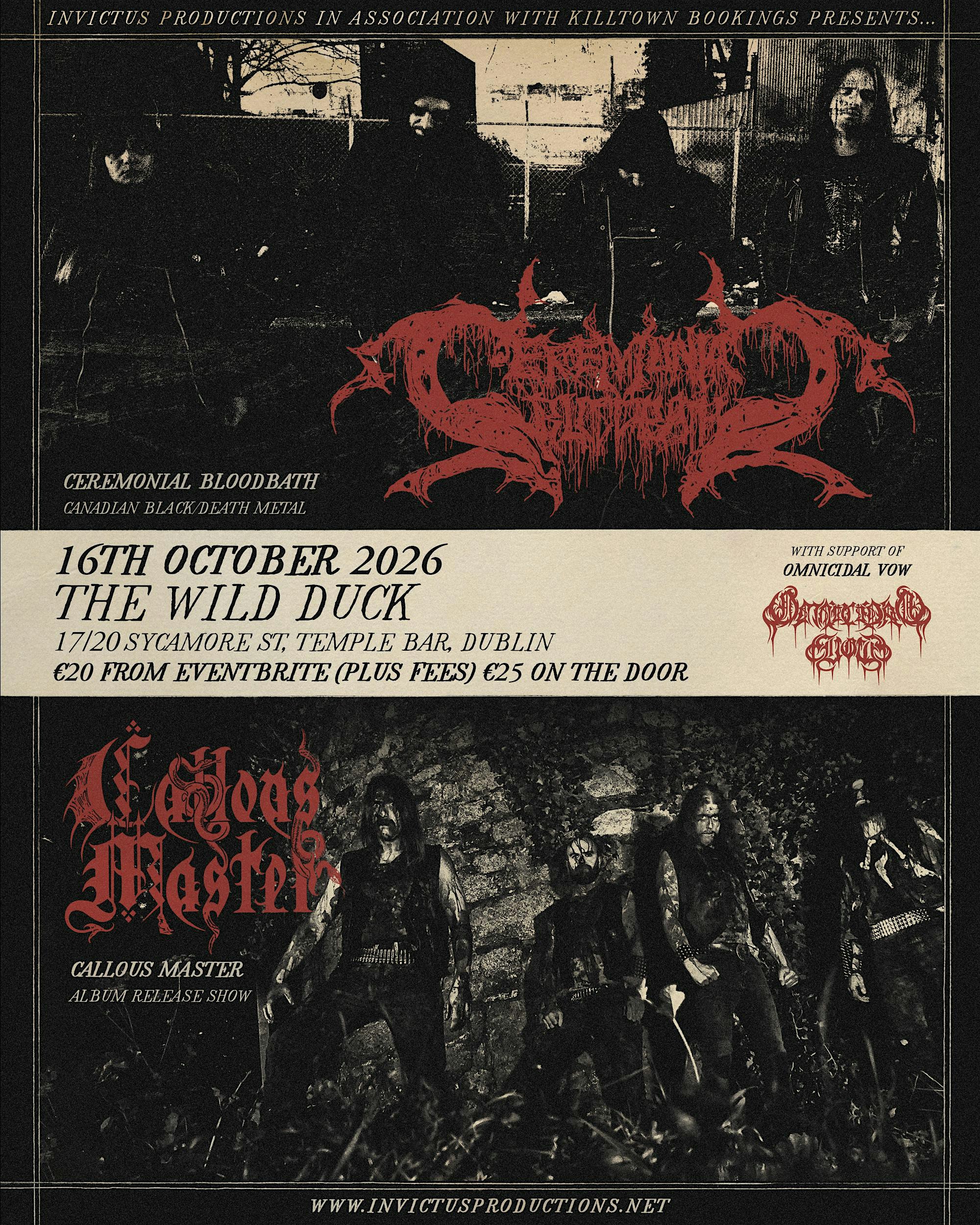 CEREMONIAL BLOODBATH, CALLOUS MASTER & OMNICIDAL VOW