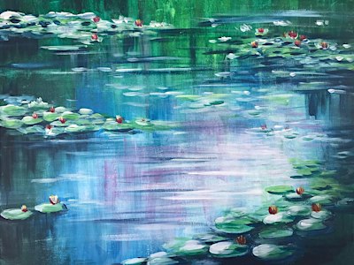 Paint n Chill Fri 6pm Free Welcome Drink - Monet Water Lilies