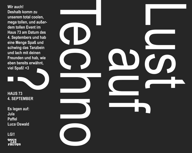 Lust auf Techno? by Tous Les Fruits