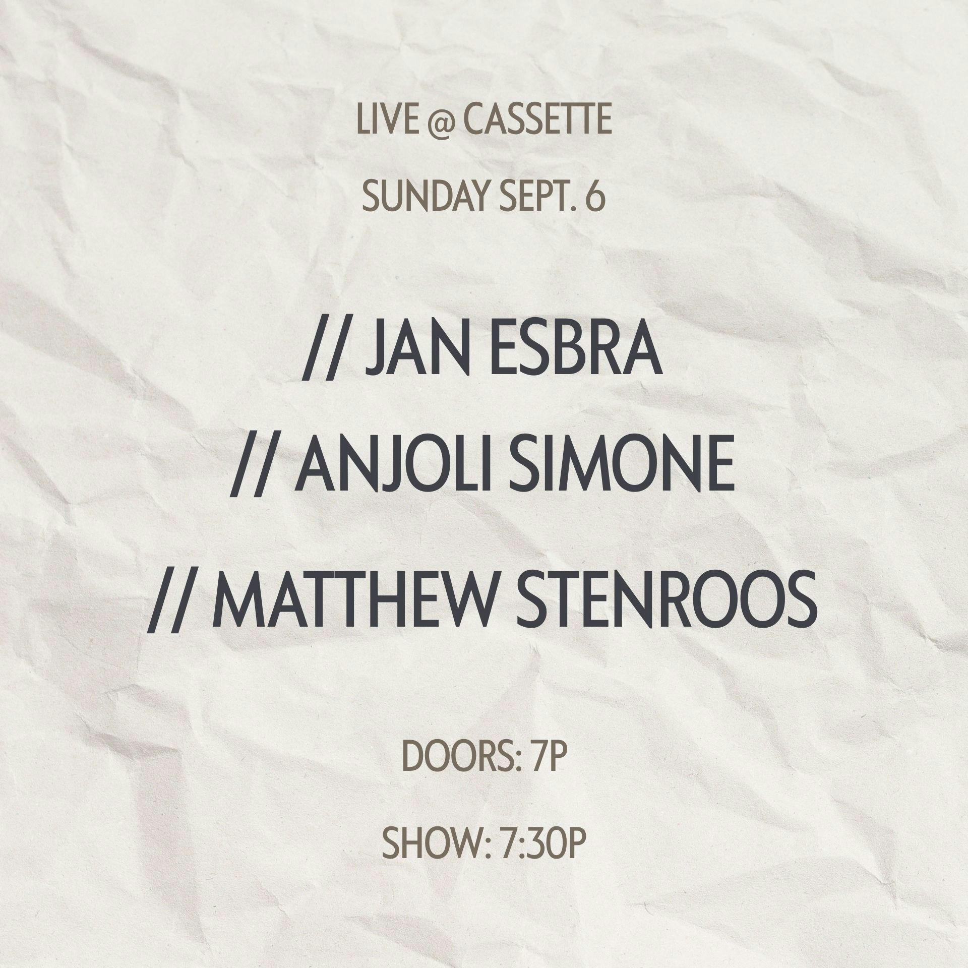 JAN ESBRA, ANJOLI SIMONE, MATTHEW STENROOS