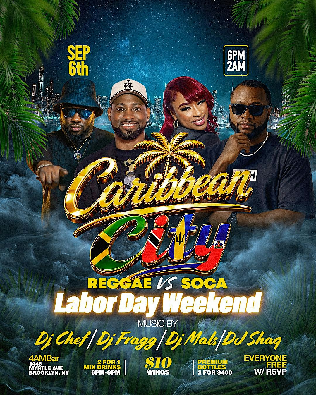 Caribbean City at 4AM Bar Everyone FREE w/RSVP Every Sunday