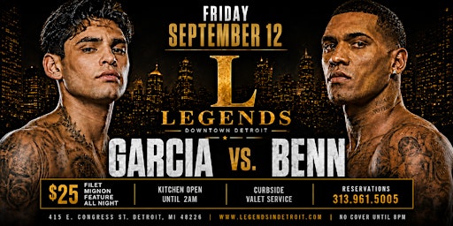 Ryan Garcia vs. Conor Benn Watch Party at Legends, Michigan's premier club!