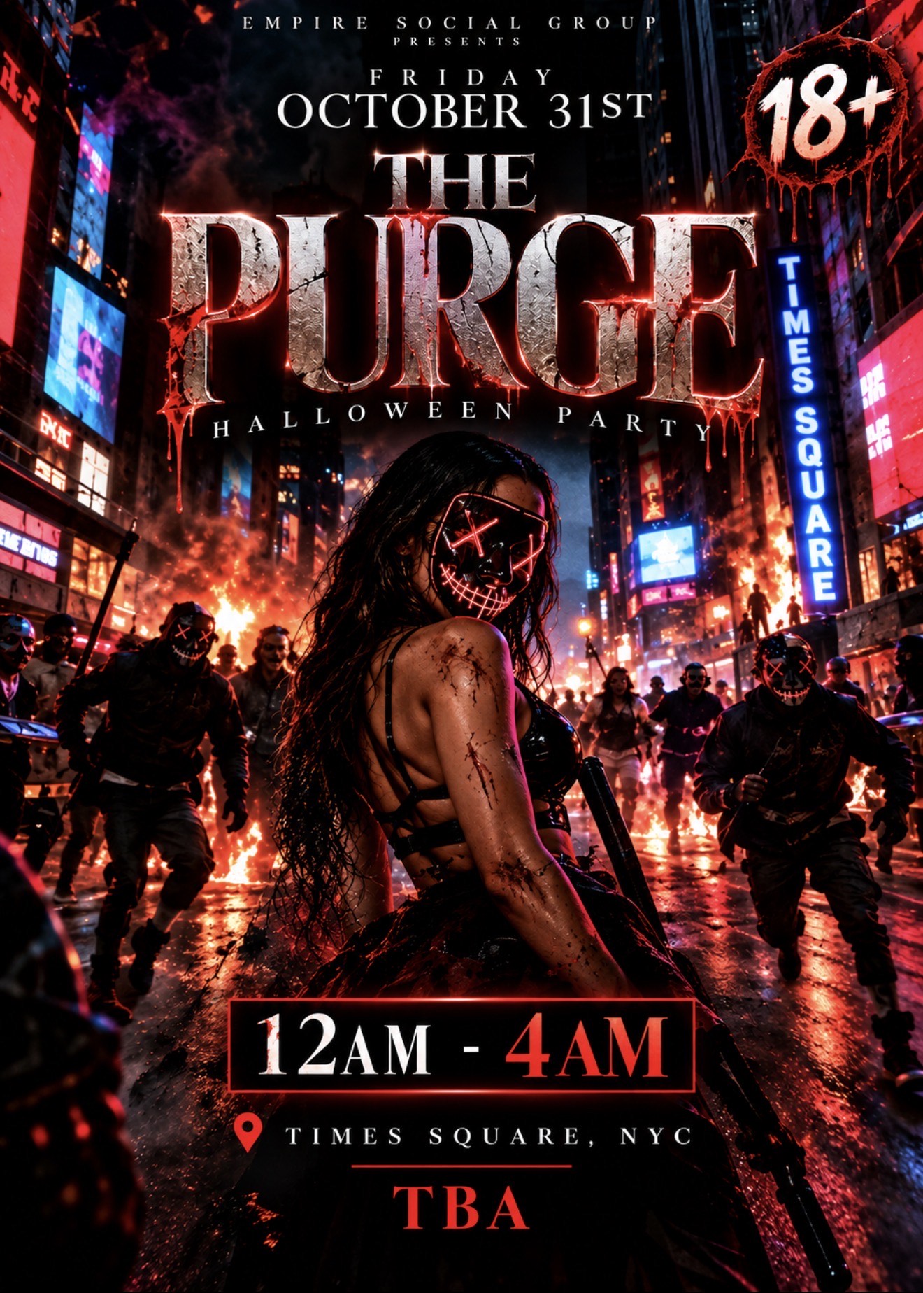 18+ THE PURGE  IN TIME SQUARE