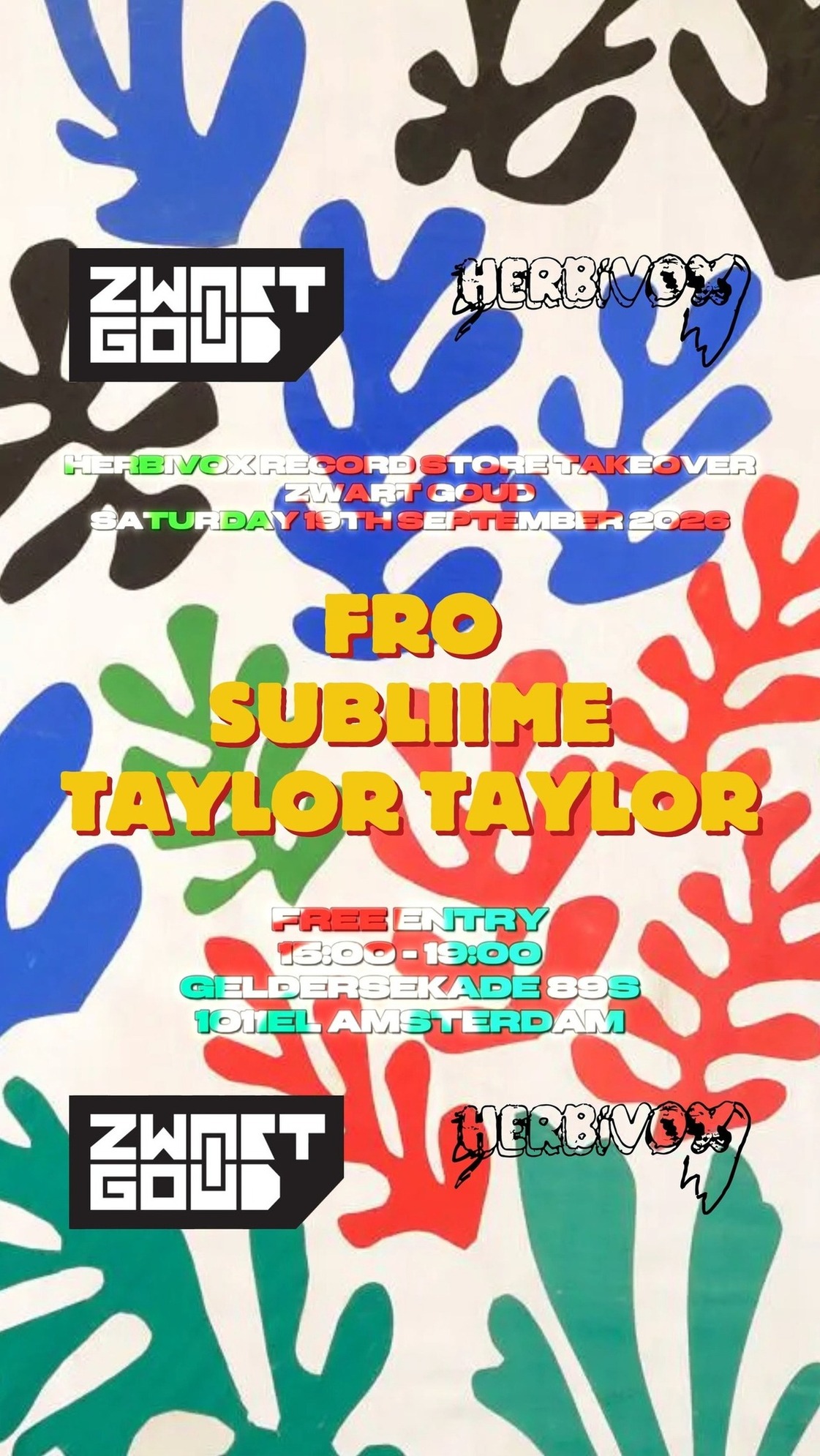 Herbivox Record Store Takeover with Taylor Taylor, Subliime & Fro