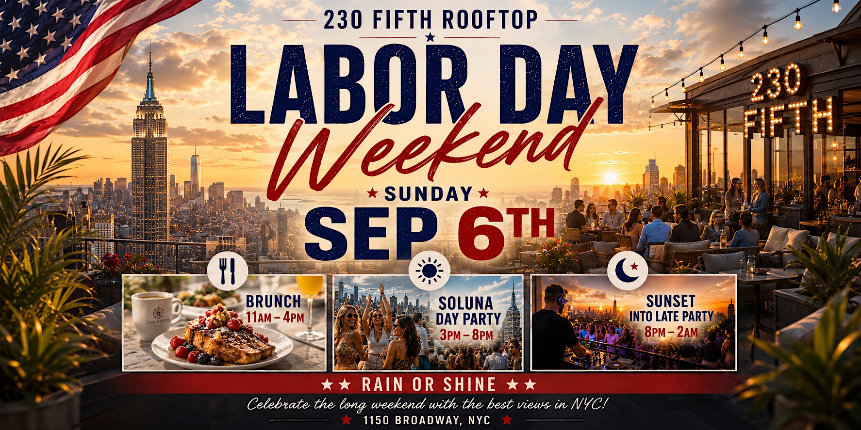 LABOR DAY WEEKEND PARTY @230 Fifth Rooftop