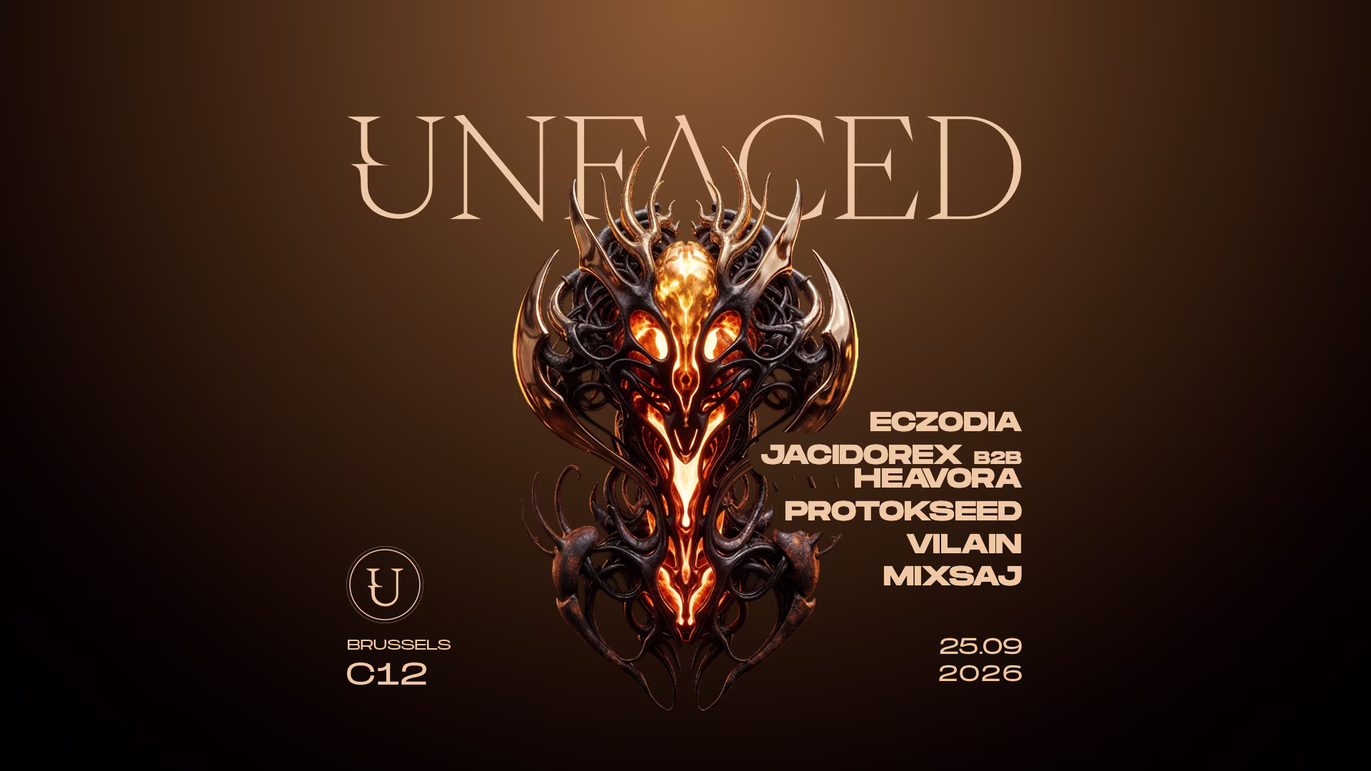 🔥 Unfaced débarque au C12 le 25 septembre pour une rave XXL avec Eczodia, Jacidorex, Protokseed & more. Ça promet d’être l’une des soirées les plus intenses du mois, alors prends ta place et viens faire la fête 🎟️