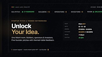 Startup Pitch & Themed Networking Miami | Unlock Your Idea