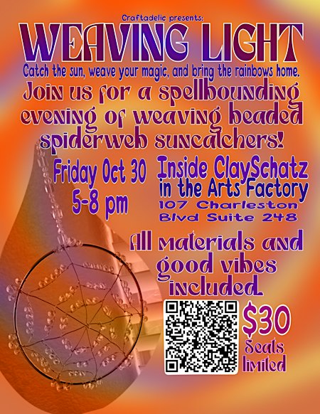 Weaving light spiderweb sun catcher workshop