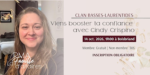 Viens booster ta confiance avec Cindy Crispino - Clan Basses-Laurentides