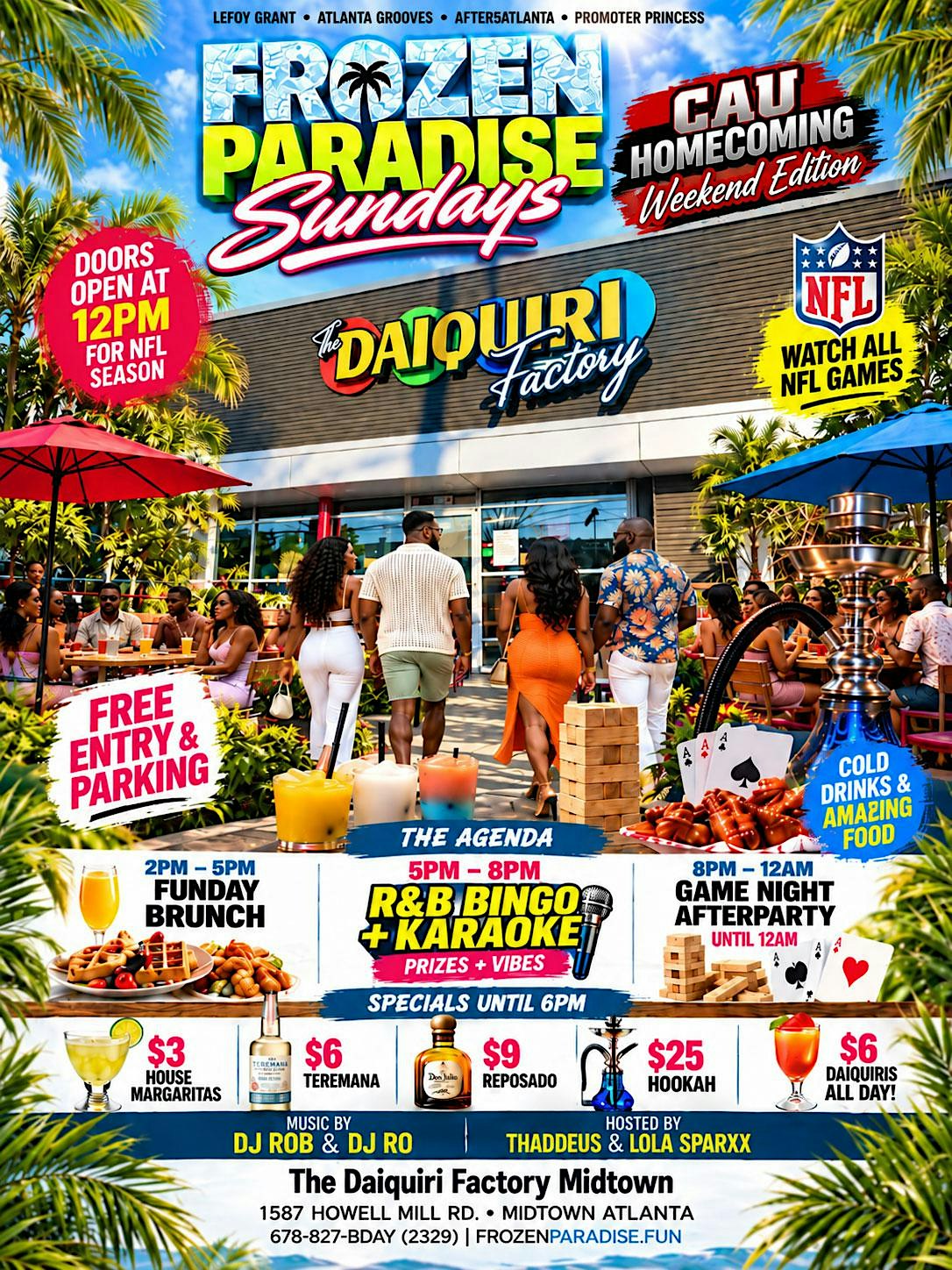 FROZEN PARADISE Sundays with R&B BINGO @ Daiquiri Factory Midtown!