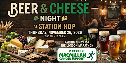 Cheese & Beer Night at Station Hop to raise money for Macmillan
