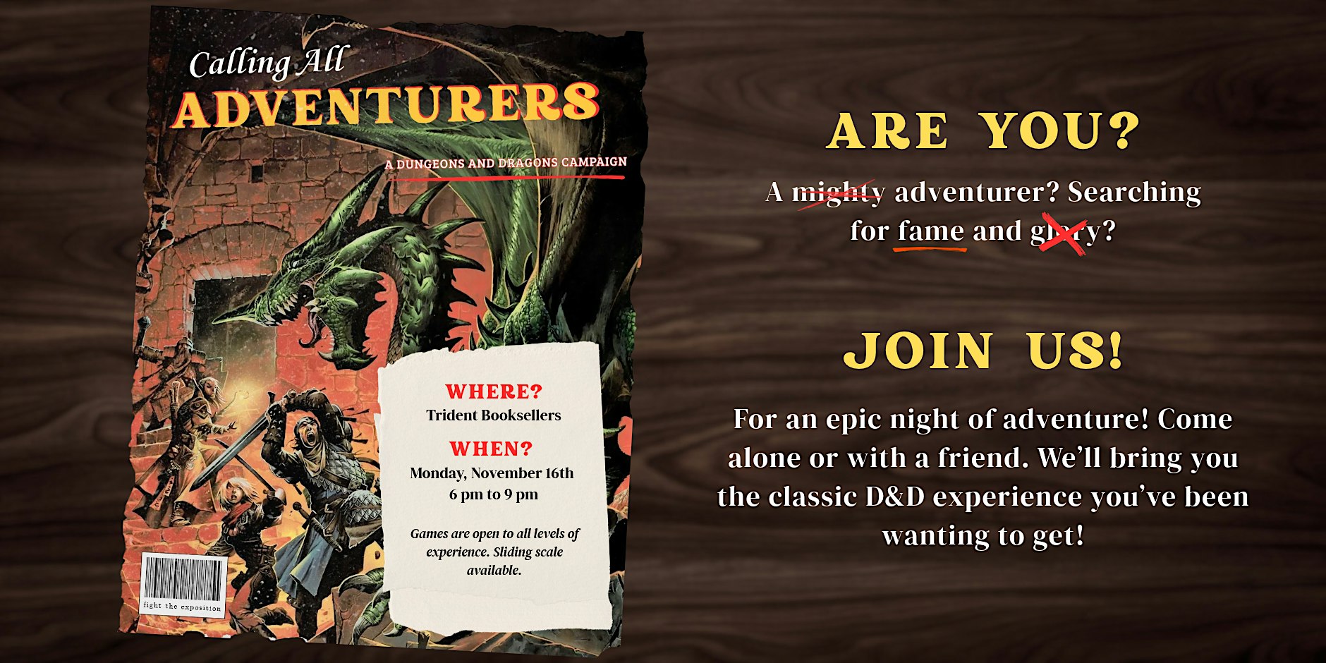 Calling All Adventurers - a D&D Drop In/Out Campaign