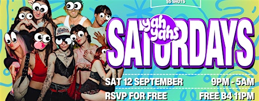 SATURDAY NIGHT PARTY AT YAH'S till 5AM SEPTEMBER 12