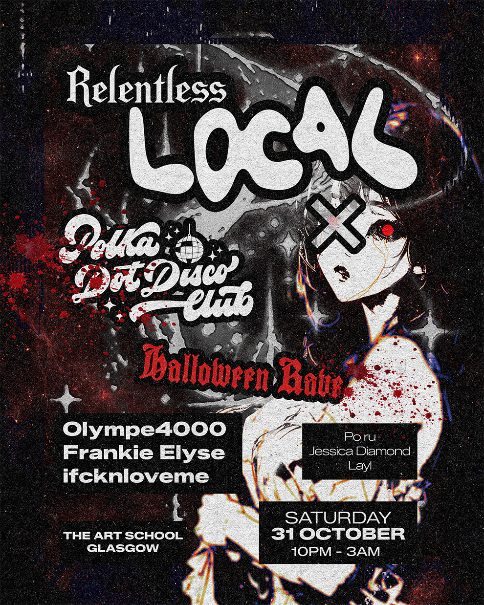 Polka Dot Disco Club x Relentless LOCAL: Halloween ᜊ(°-°)ᜊ