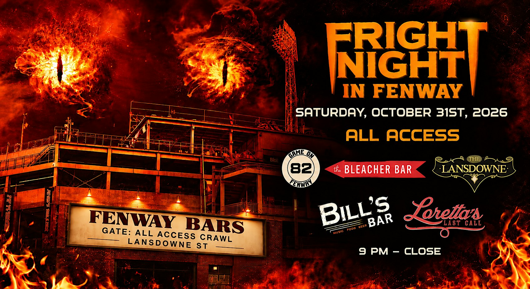 Fright Night in Fenway: Halloween Night All Access Bar Pass