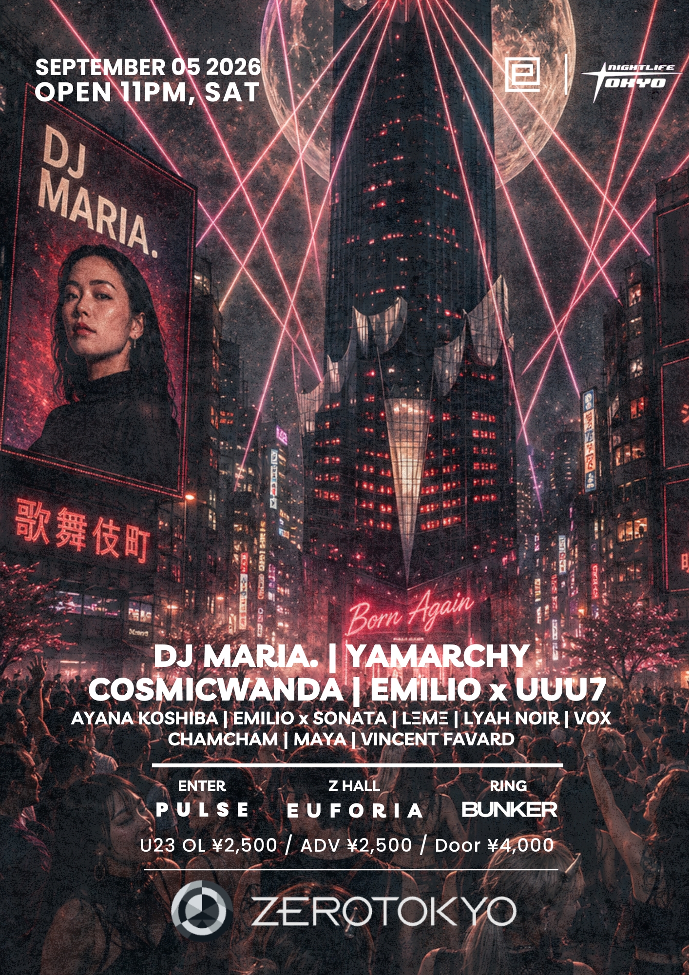 EUFORIA x BUNKER WITH DJ MARIA AT ZEROTOKYO: TECHNO - HARD TECHNO - HOUSE