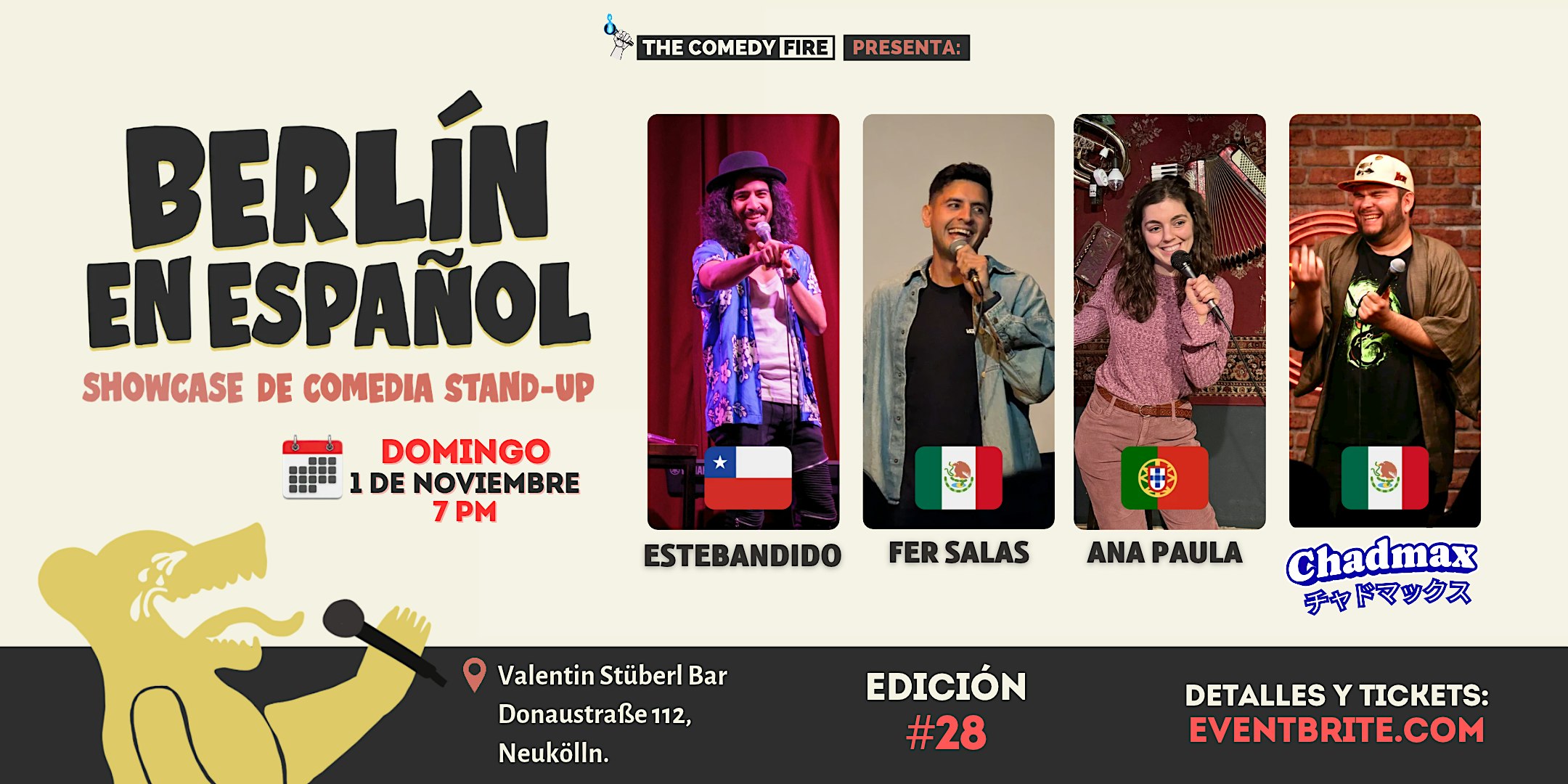 Berlín en Español #28 - Showcase de comedia stand-up en tu idioma | Chadmax
